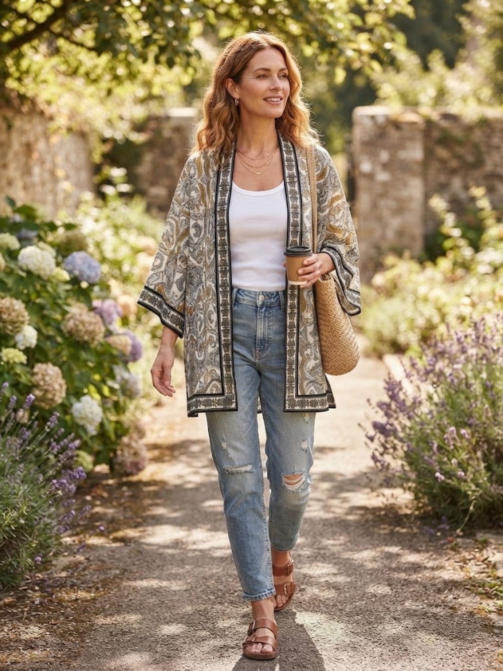 Max Studio Boho Paisley Kimono Cardigan -#